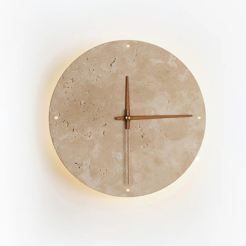 Wall Clock with Light Travertine Scandinavian Interior | Praviko
