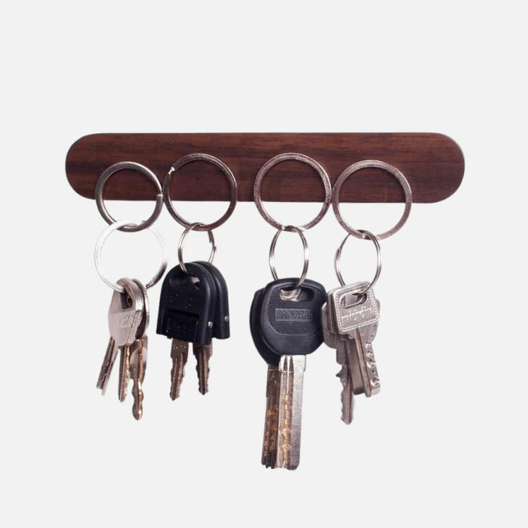 Wall Key Holder Magnetic Wood Minimalist Storage | Keyvoro