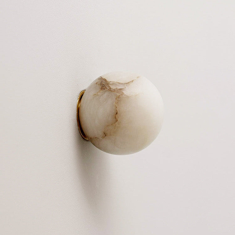 Wall Light Alabaster Globe in Japandi Style | Elvuna