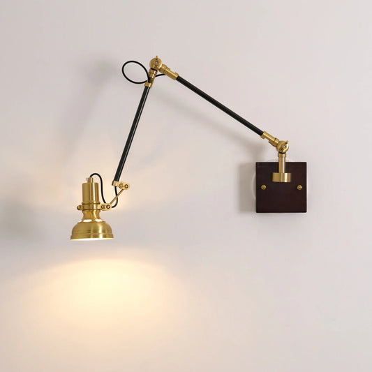 Wall Light Brass Wood Swing Arm Modern Interior | Kanvero