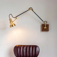 Wall Light Brass Wood Swing Arm Modern Interior | Kanvero