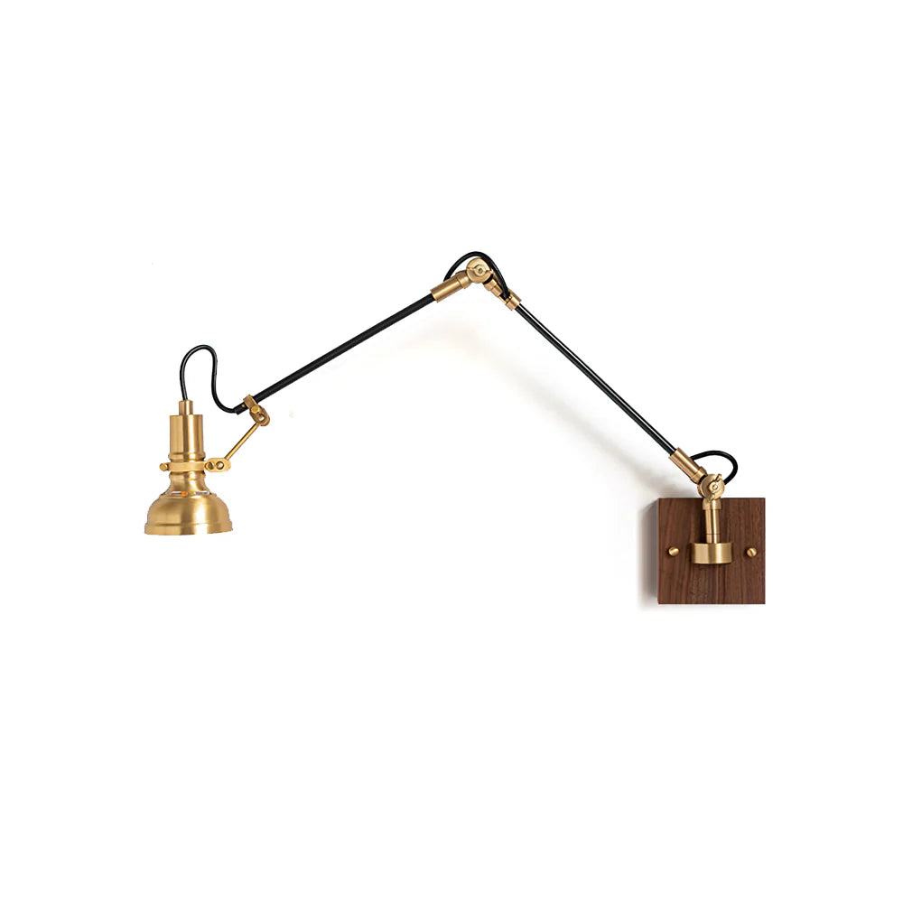 Wall Light Brass Wood Swing Arm Modern Interior | Kanvero