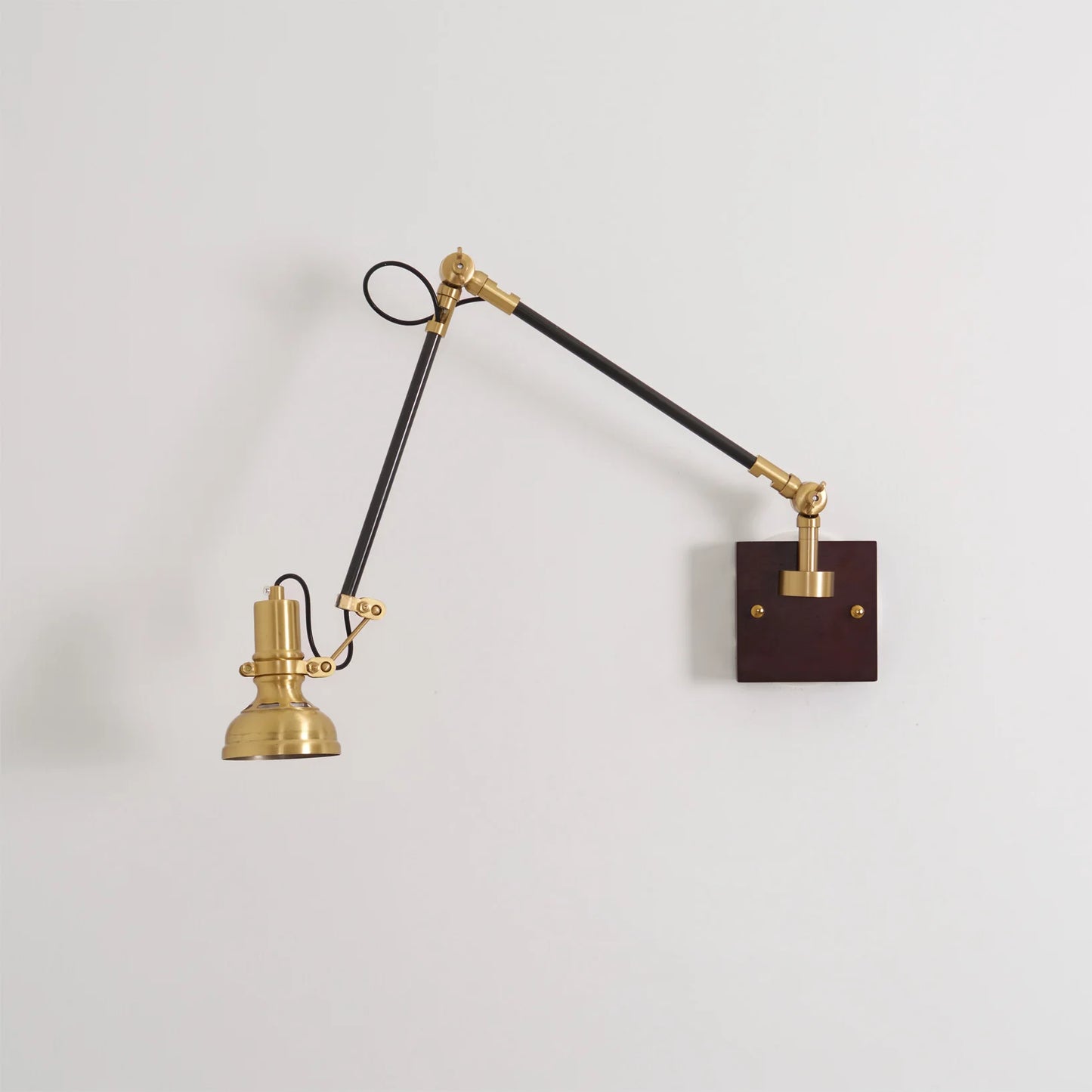 Wall Light Brass Wood Swing Arm Modern Interior | Kanvero