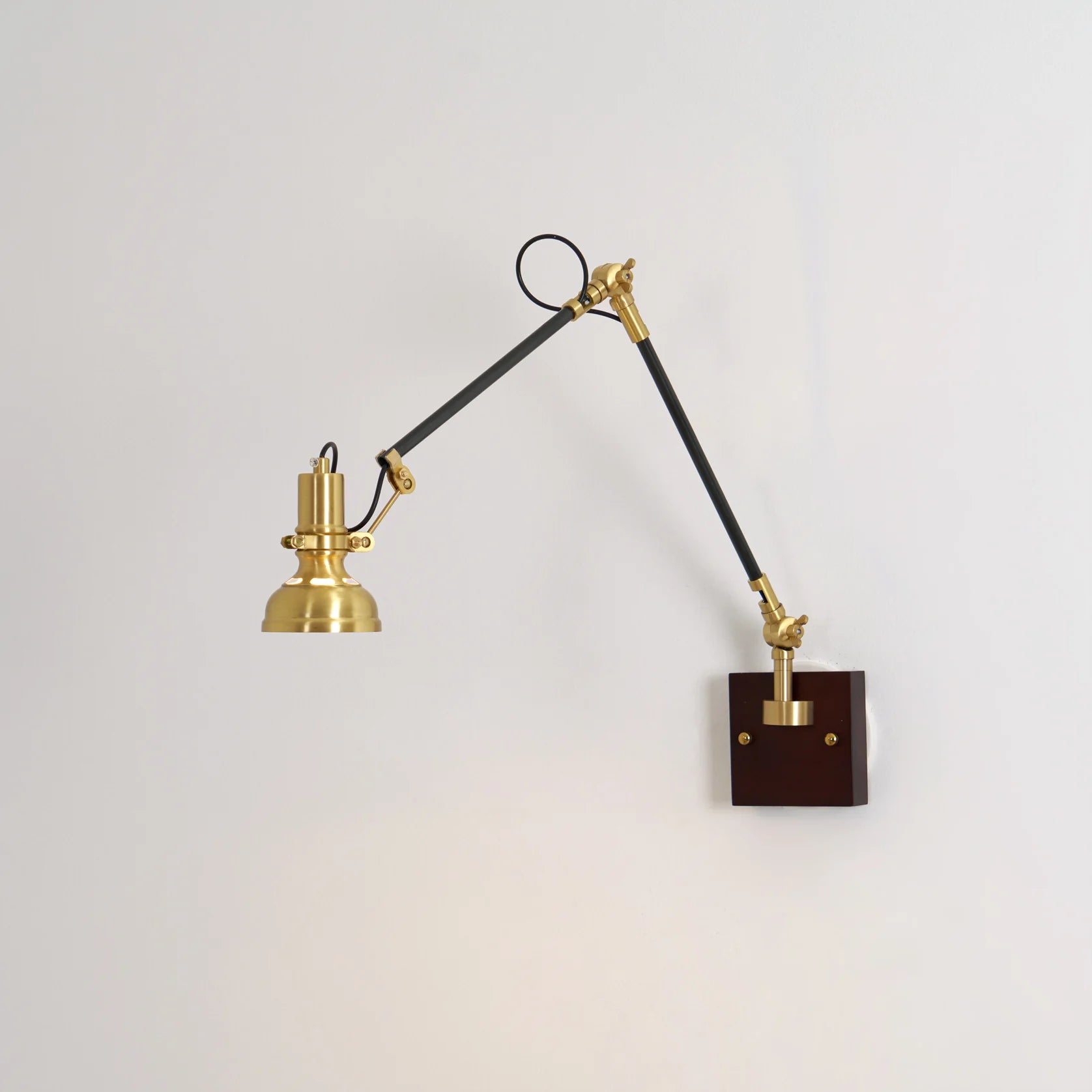 Wall Light Brass Wood Swing Arm Modern Interior | Kanvero