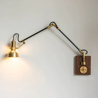Wall Light Brass Wood Swing Arm Modern Interior | Kanvero
