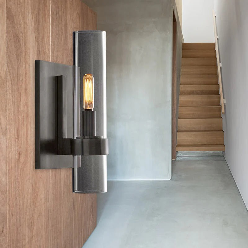 Wall Light Clear Glass Cylinder Traditional Design | Bravon