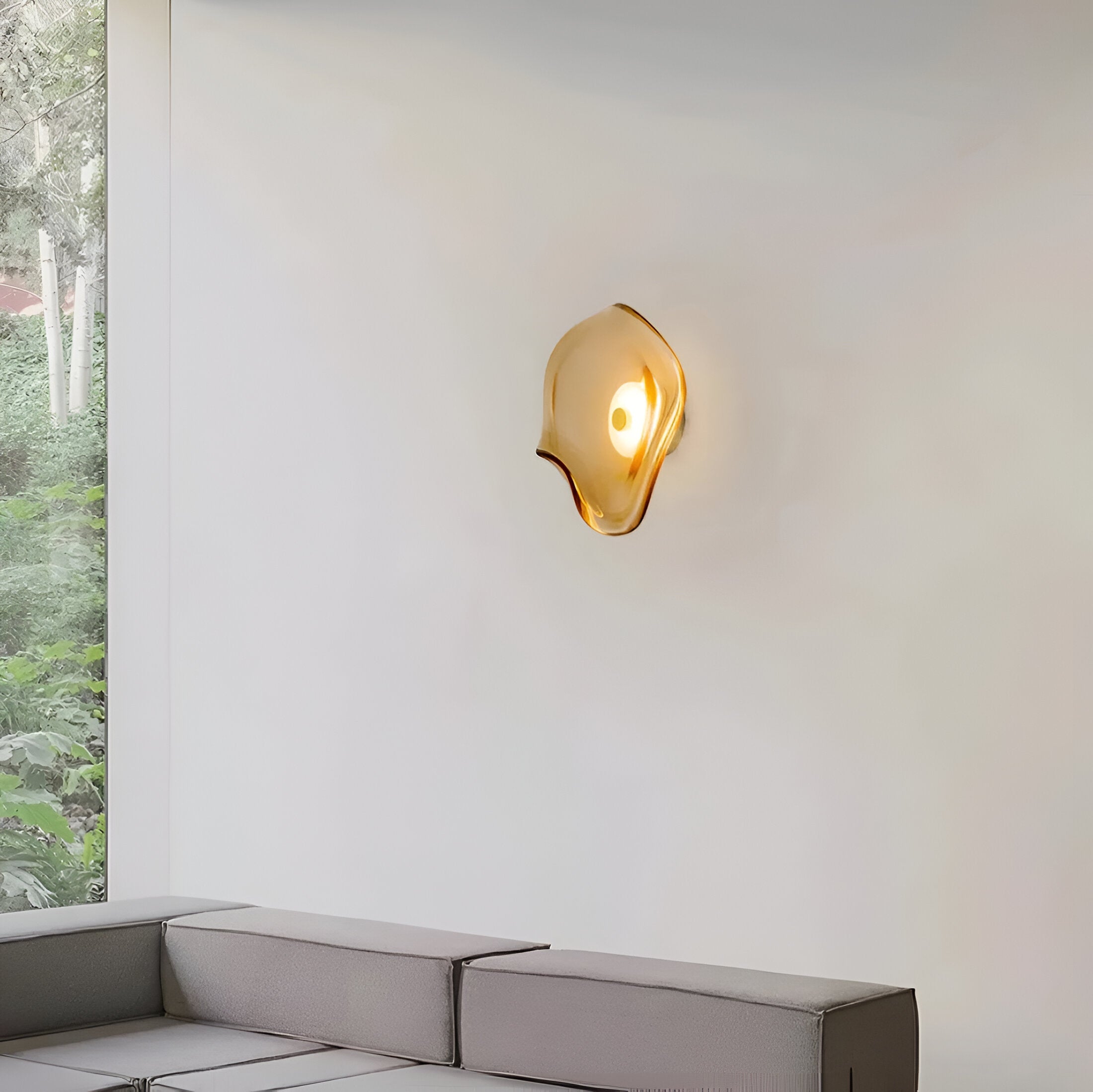 Wall Light Curved Glass in Nordic Japandi Style | Lysaro