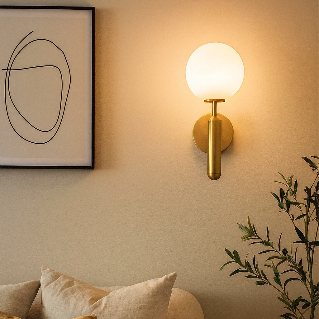 Wall Light Frosted Globe in Modern Minimalist Style | Lumevo