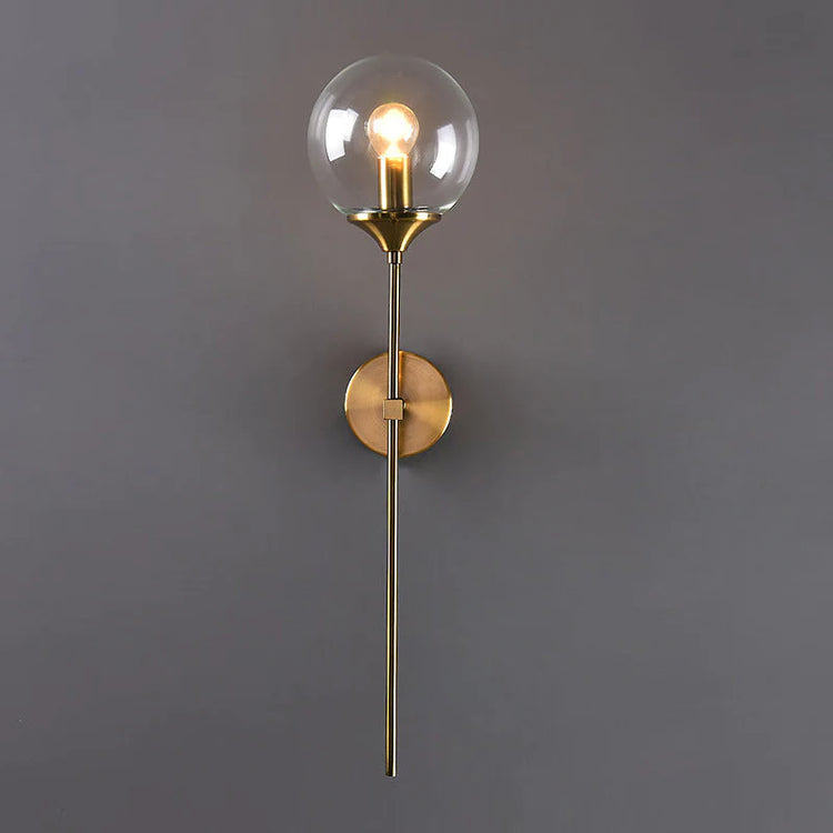 Wall Light Glass Globe Brass Finish Modern Interior | Torvane