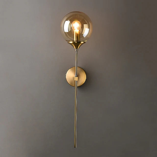Wall Light Glass Globe Brass Finish Modern Interior | Torvane