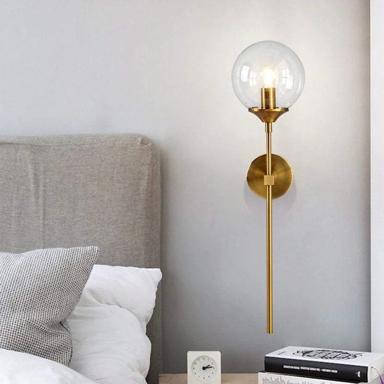 Wall Light Glass Globe Brass Finish Modern Interior | Torvane