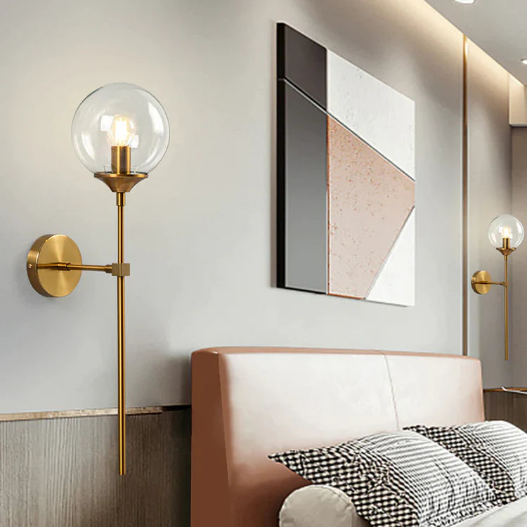 Wall Light Glass Globe Brass Finish Modern Interior | Torvane