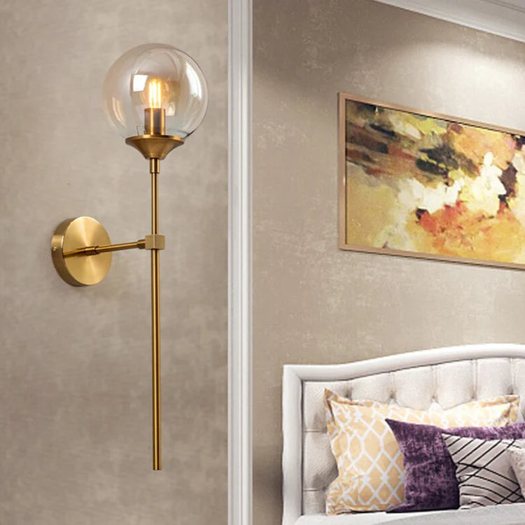Wall Light Glass Globe Brass Finish Modern Interior | Torvane