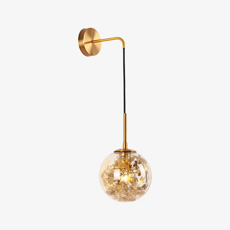 Wall Light Glass Sphere with Gold Leaf Modern Design | Aurivo