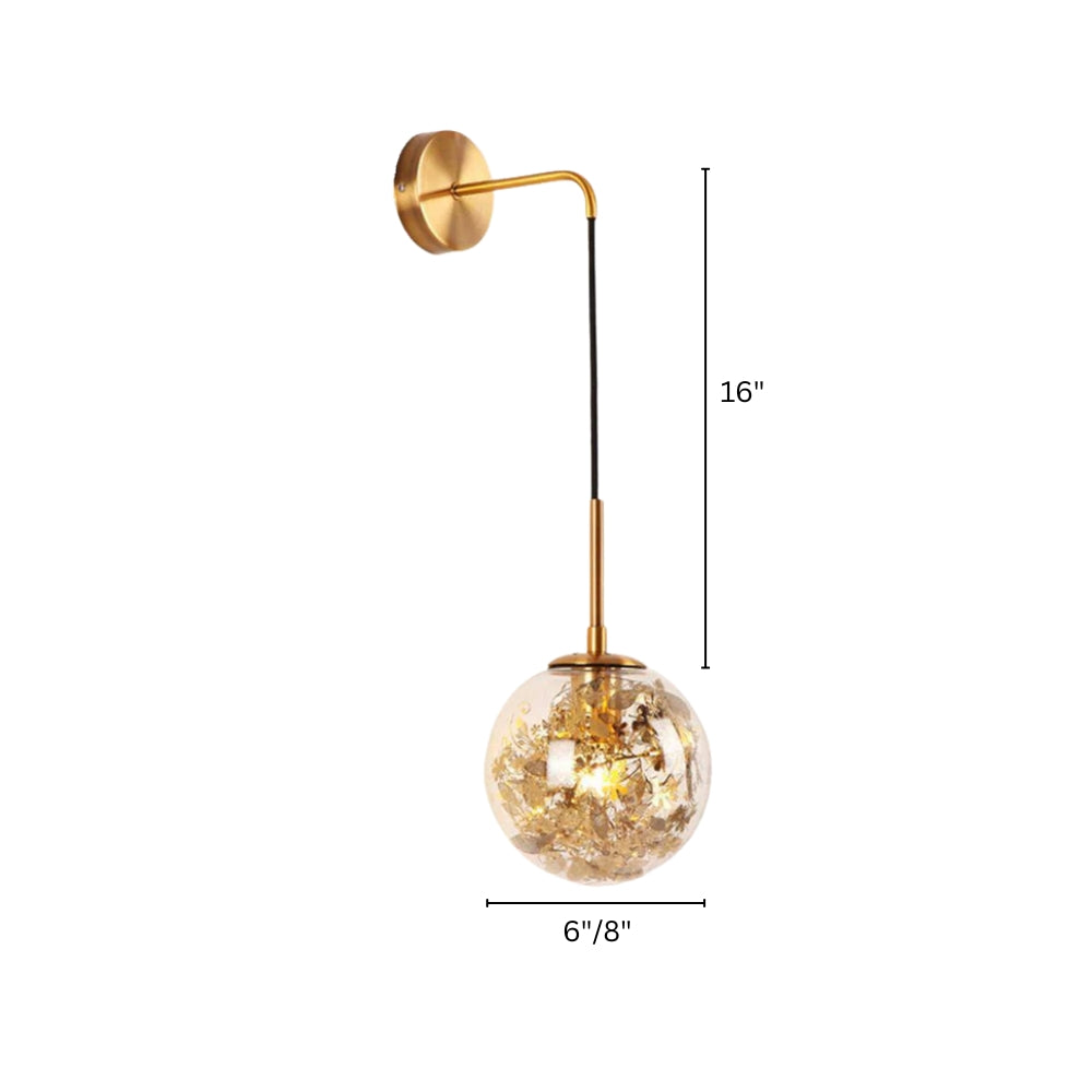 Wall Light Glass Sphere with Gold Leaf Modern Design | Aurivo