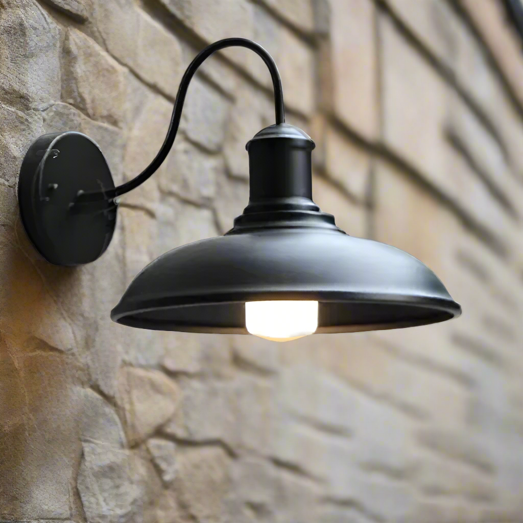 Wall Light Iron Bowl Outdoor Industrial Style | Ardeli