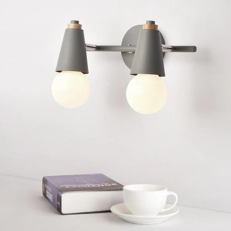 Wall Light Iron and Wood with Adjustable Heads Modern | Esvorn