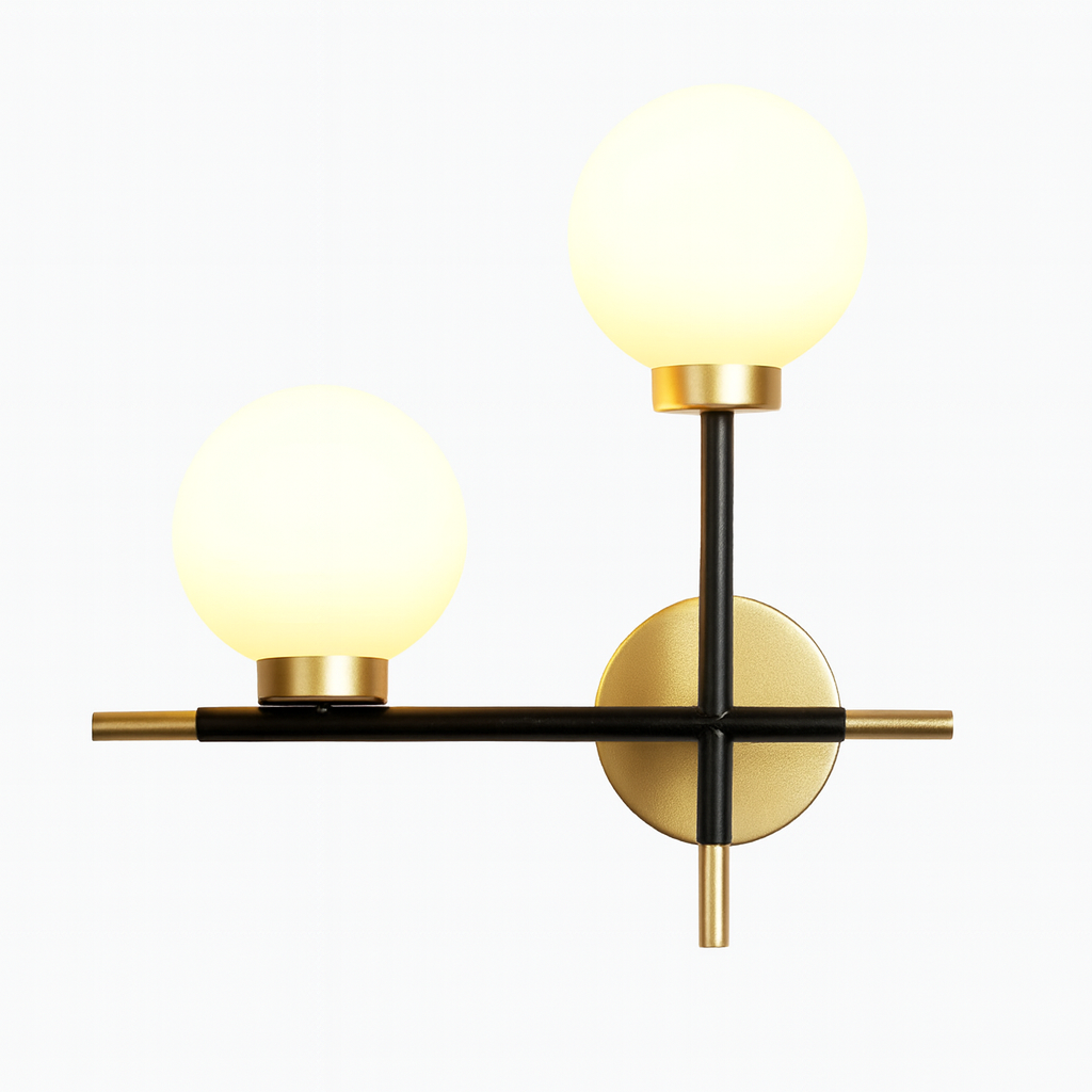 Wall Light Metal Bars Modern Glass Globes | Farello