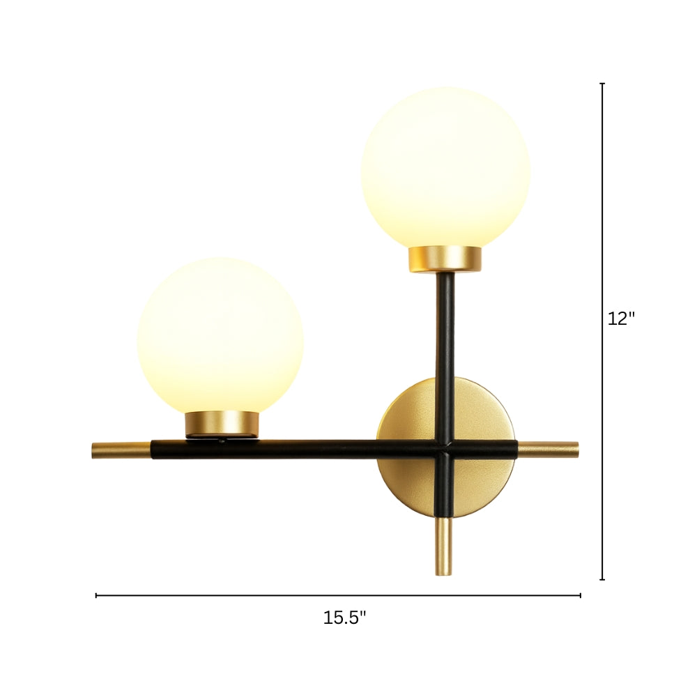 Wall Light Metal Bars Modern Glass Globes | Farello