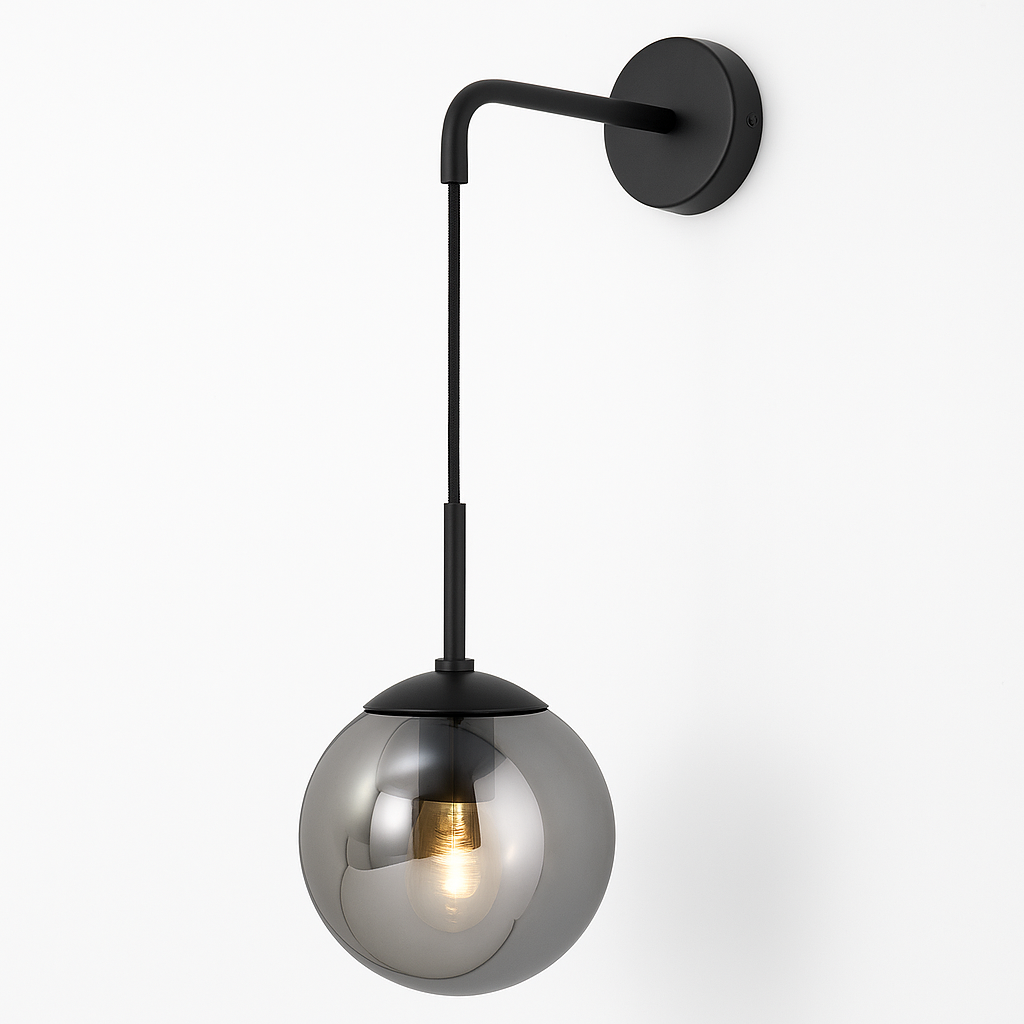 Wall Light Metal Frame with Nordic Glass Globe | Milvar