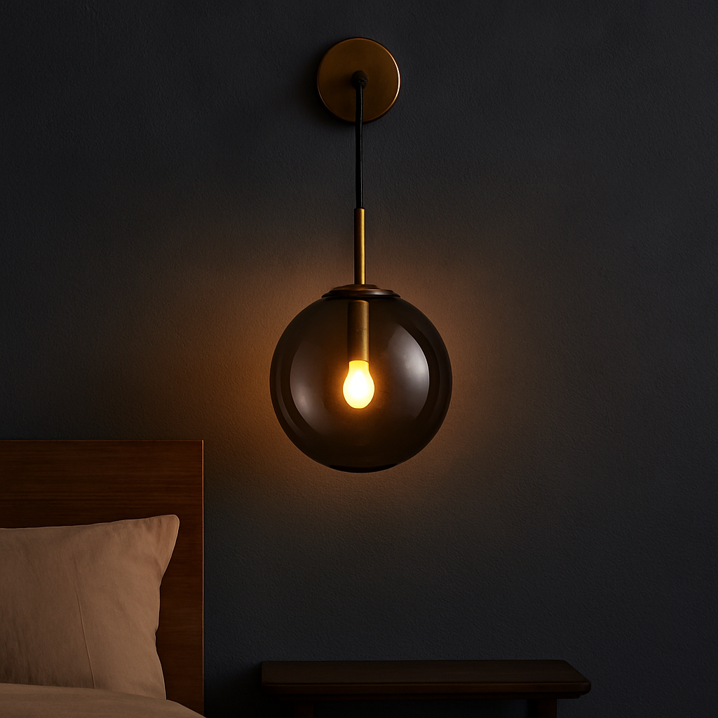 Wall Light Metal Frame with Nordic Glass Globe | Milvar
