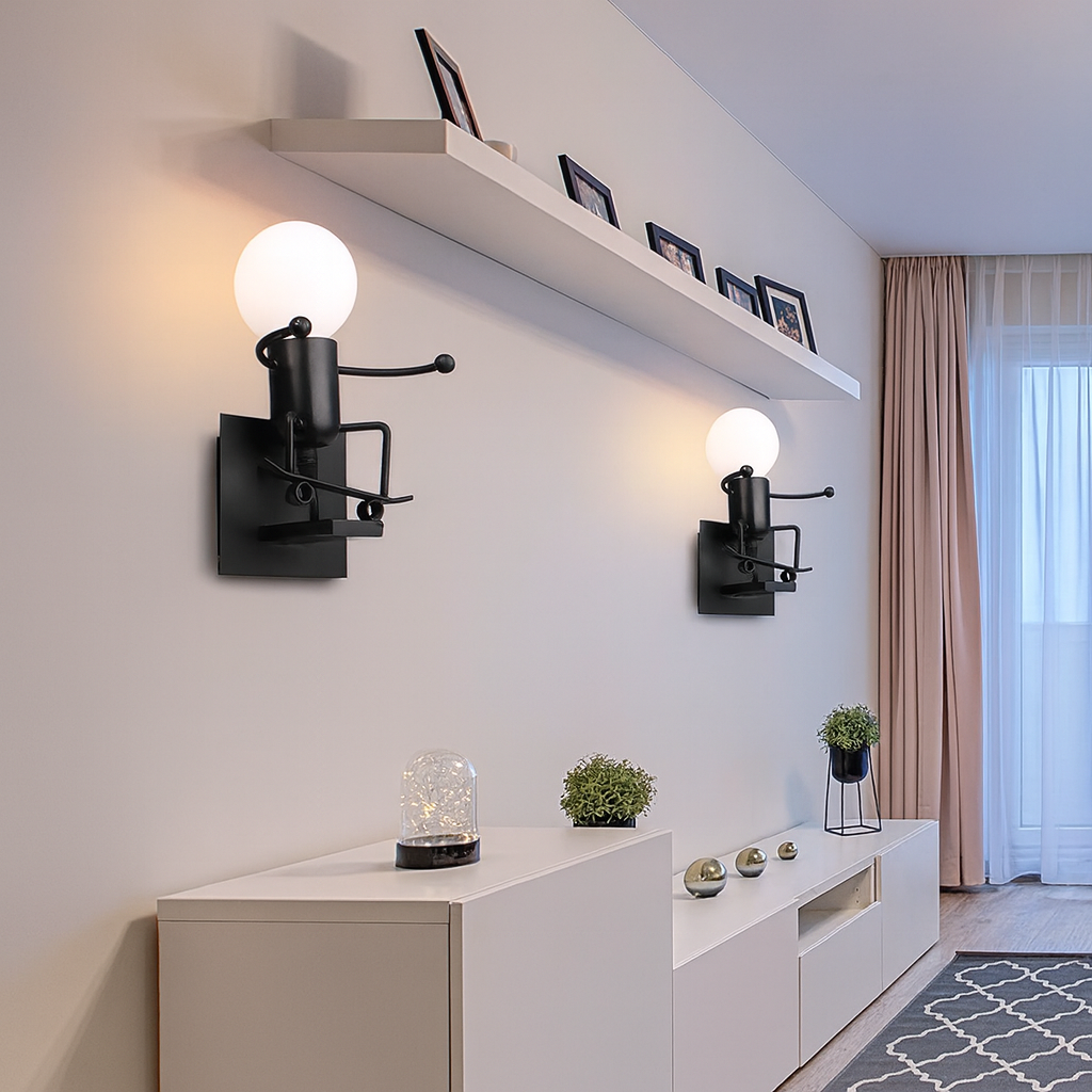 Wall Light Metal Robot in Retro Interior Style | Davelo