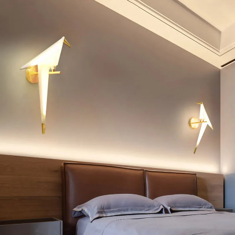 Wall Light Paper Crane Acrylic Nordic Design | Kaviro