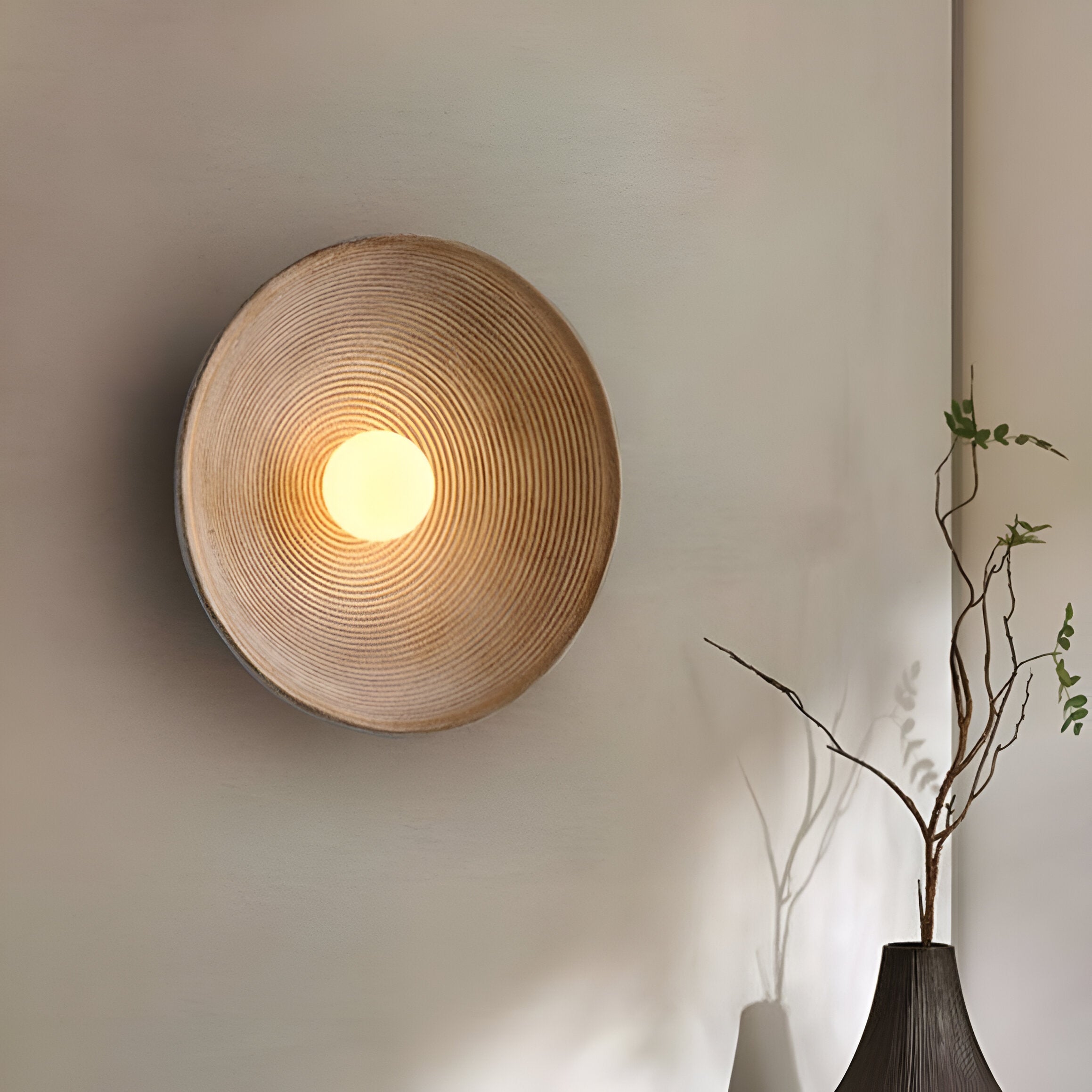 Wall Light Resin Round Retro Japandi Style | Nerivo