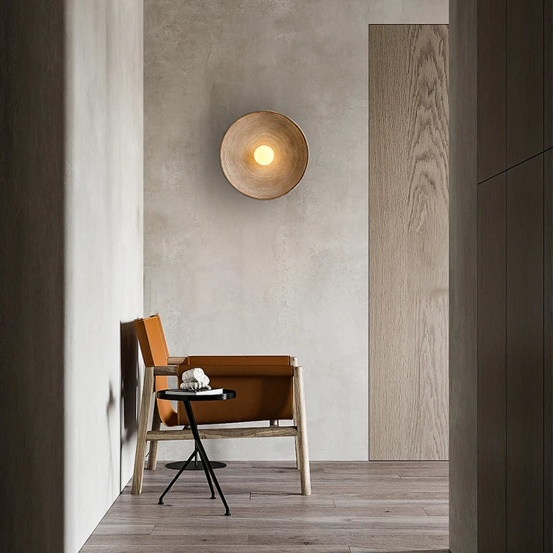 Wall Light Resin Round Retro Japandi Style | Nerivo