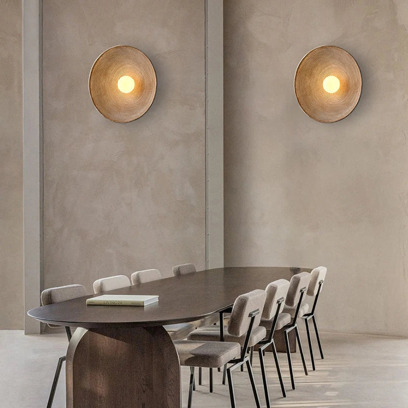 Wall Light Resin Round Retro Japandi Style | Nerivo
