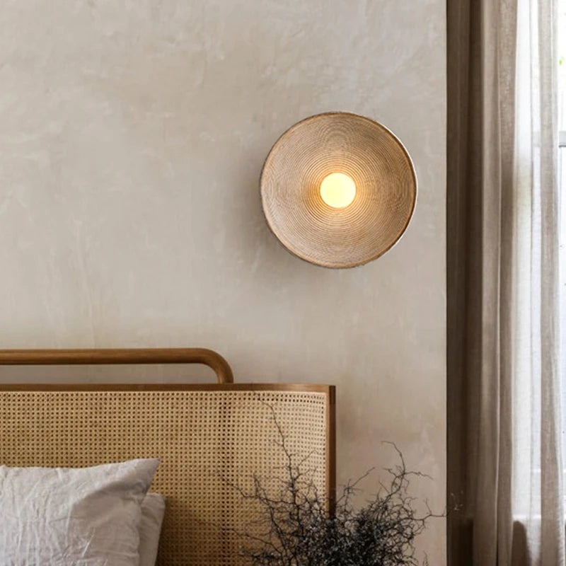 Wall Light Resin Round Retro Japandi Style | Nerivo