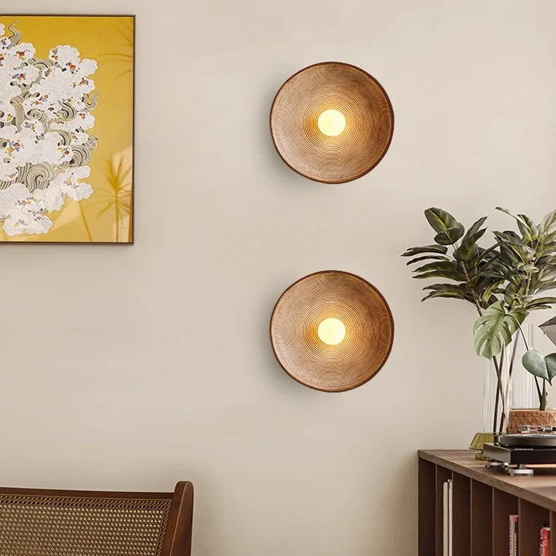 Wall Light Resin Round Retro Japandi Style | Nerivo