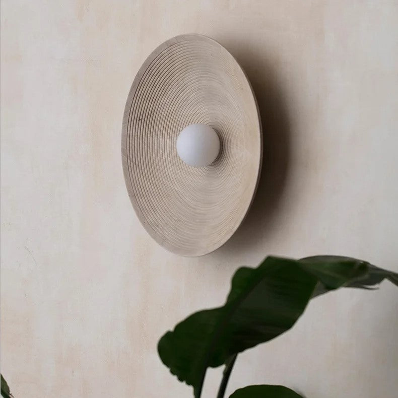 Wall Light Resin Round Retro Japandi Style | Nerivo