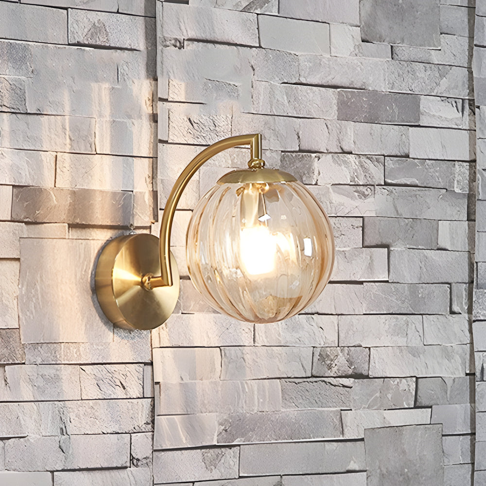 Wall Light Ribbed Glass Globe Scandinavian Style | Valamer
