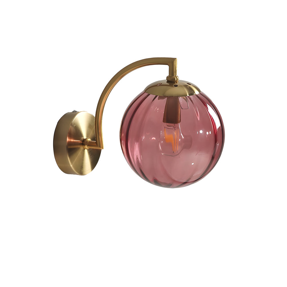Wall Light Ribbed Glass Globe Scandinavian Style | Valamer