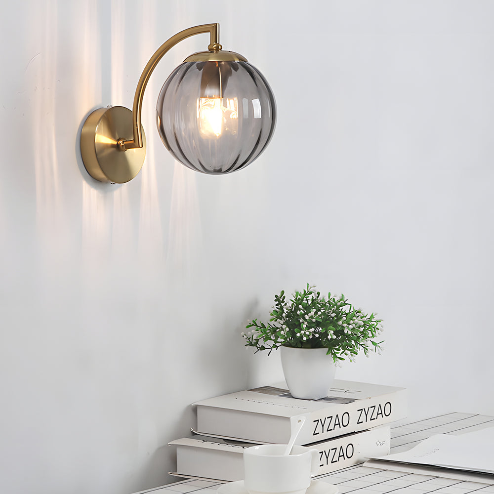 Wall Light Ribbed Glass Globe Scandinavian Style | Valamer