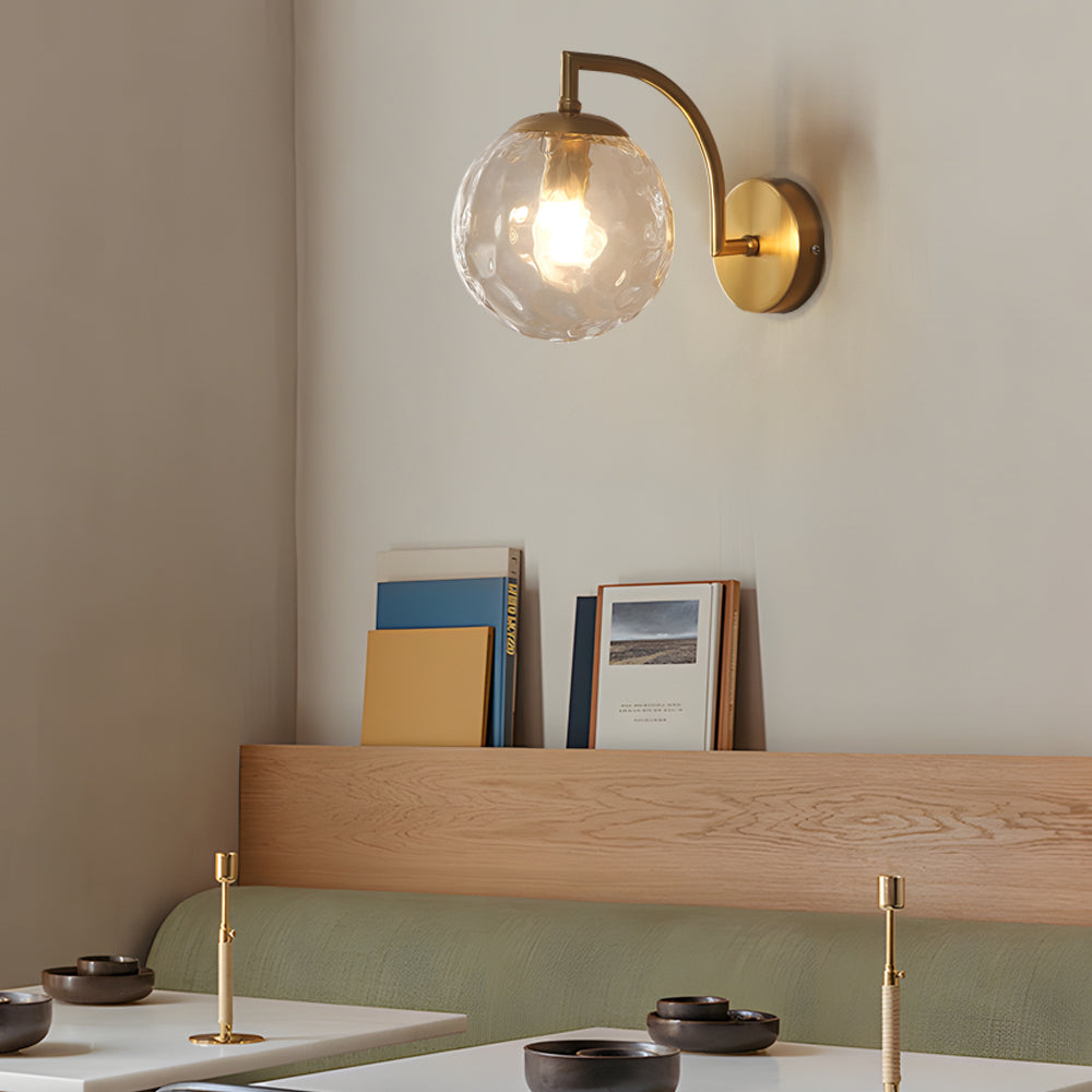 Wall Light Ribbed Glass Globe Scandinavian Style | Valamer