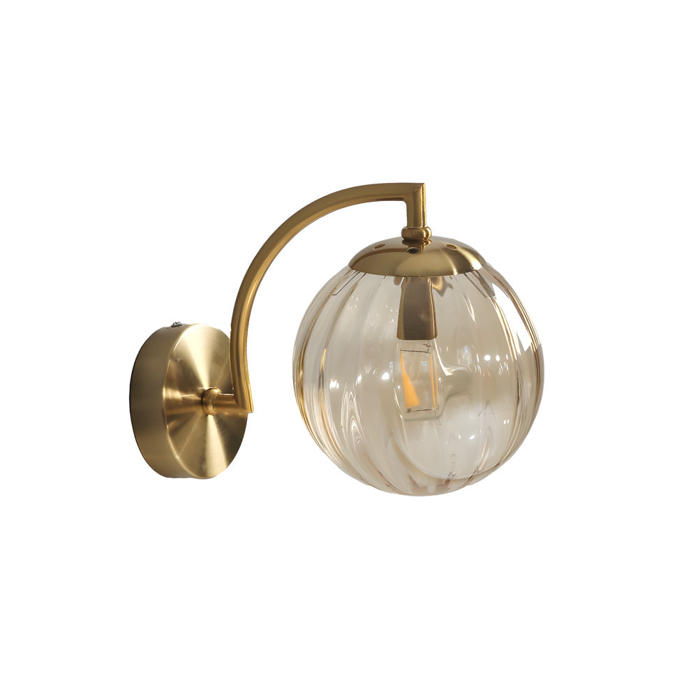 Wall Light Ribbed Glass Globe Scandinavian Style | Valamer