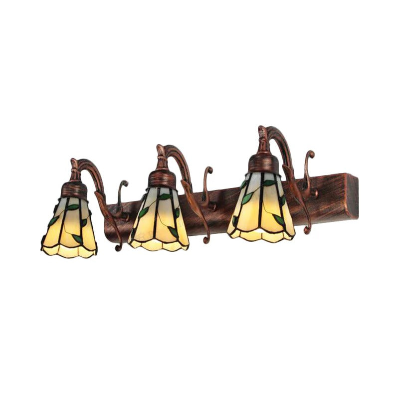 Wall Light Stained Glass Leaf Design Rustic Vanity | Foliena