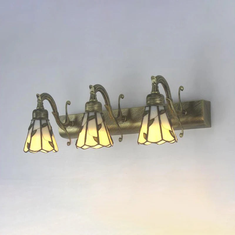 Wall Light Stained Glass Leaf Design Rustic Vanity | Foliena