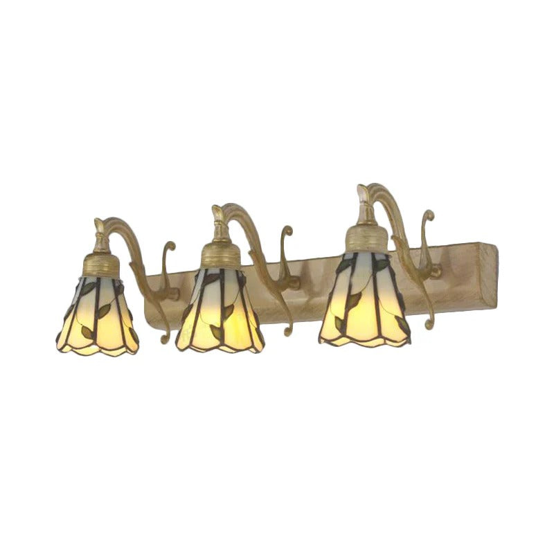 Wall Light Stained Glass Leaf Design Rustic Vanity | Foliena