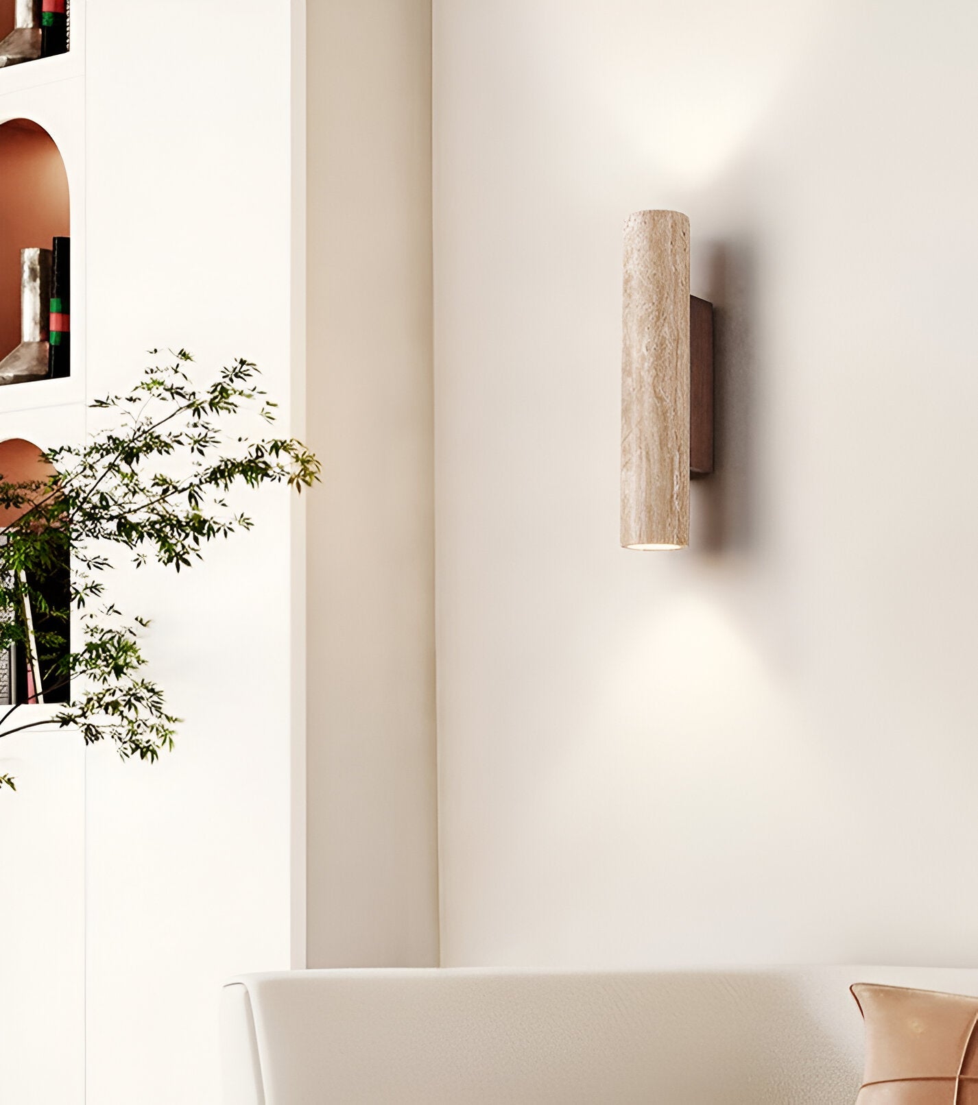 Wall Light Travertine Stone Japandi Minimalist Style | Lunori