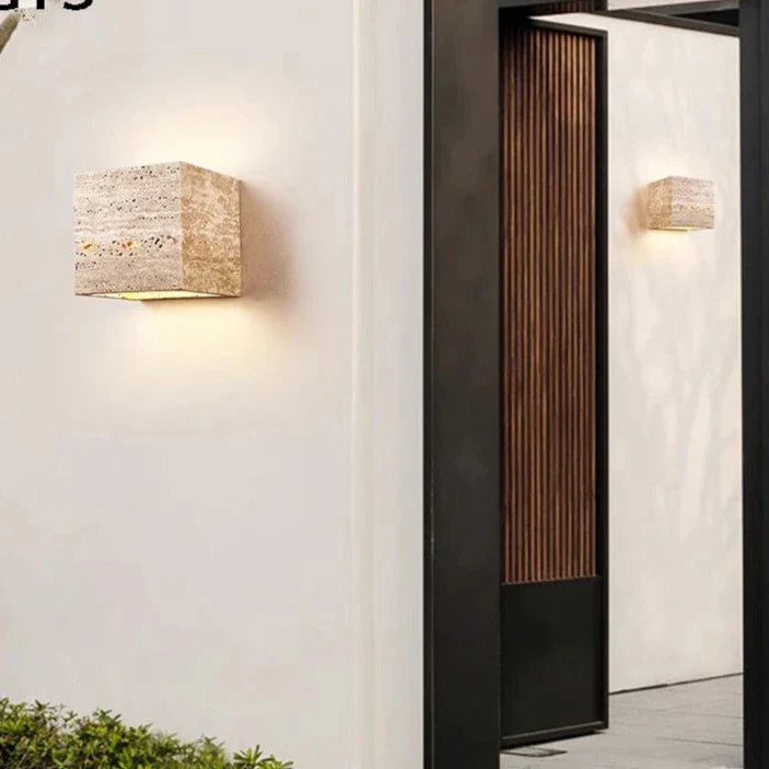 Wall Light Travertine Stone Minimalist Outdoor Design | Livane