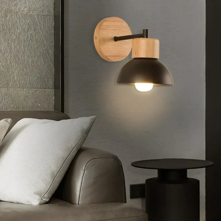 Wall Light Wood Iron in Nordic Japandi Style | Olvane