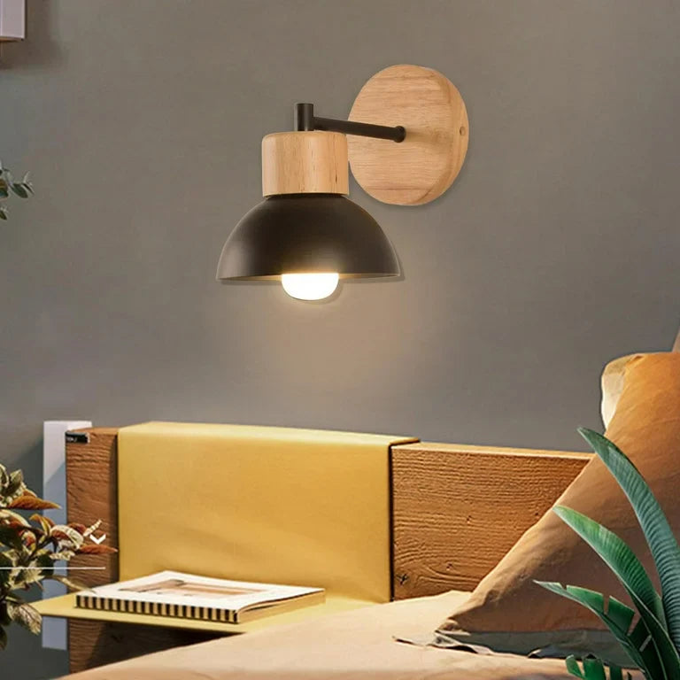 Wall Light Wood Iron in Nordic Japandi Style | Olvane