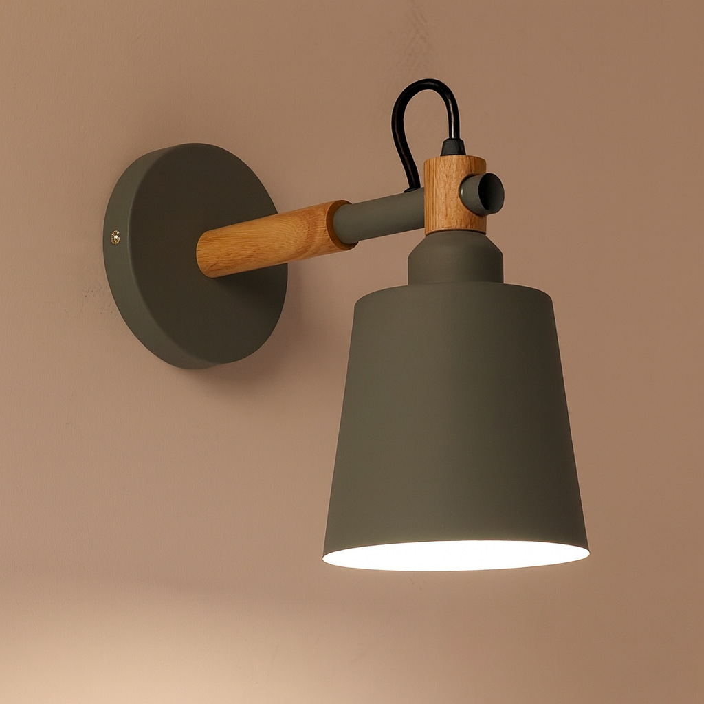 Wall Light Wood Metal Nordic Style | Mavesan