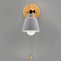 Wall Light Wood Metal with Pull Chain Scandinavian | Devora