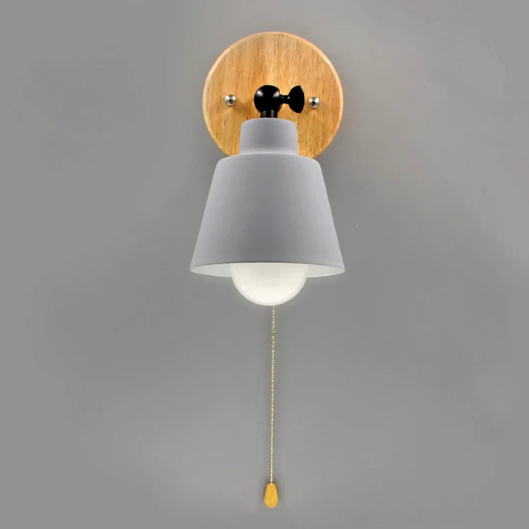 Wall Light Wood Metal with Pull Chain Scandinavian | Devora