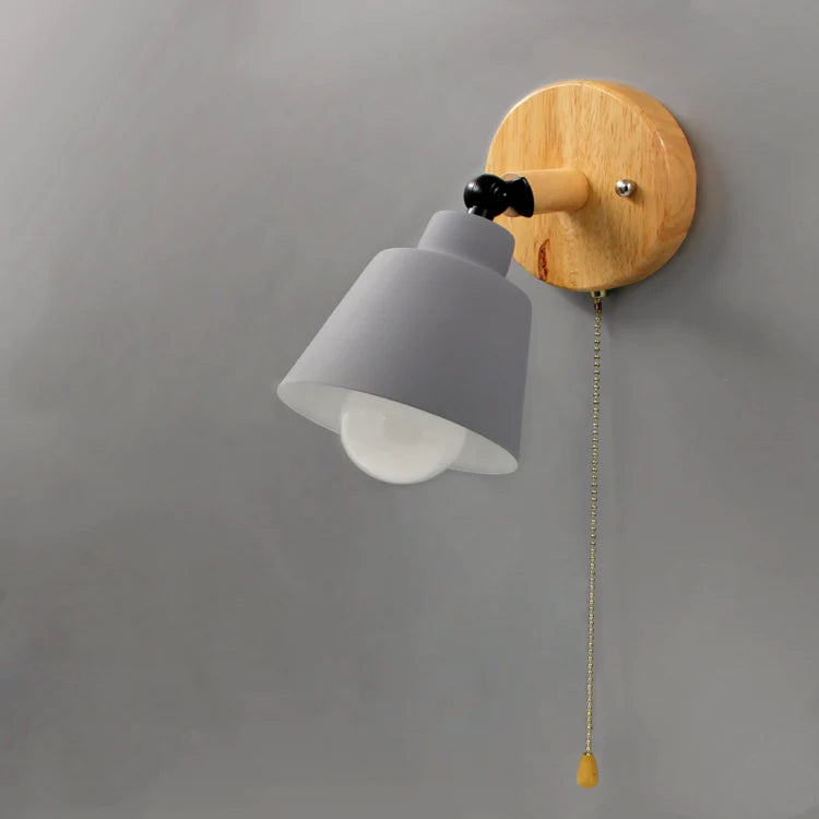 Wall Light Wood Metal with Pull Chain Scandinavian | Devora