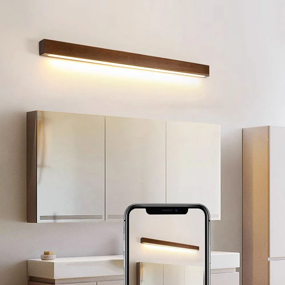 Wall Light Wood Mirror in Nordic Style | Noriel